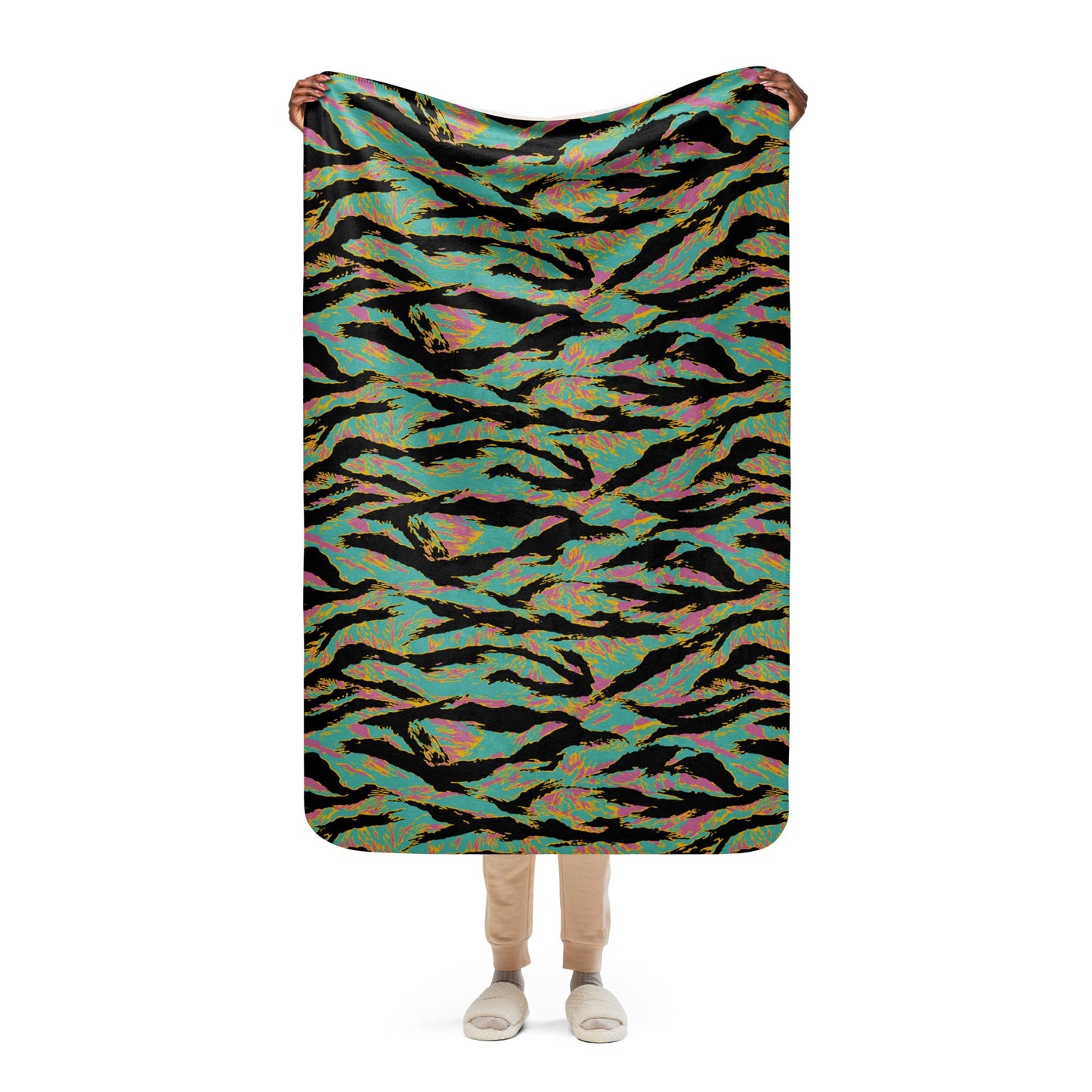 American Tiger Stripe Miami Sunset CAMO Sherpa blanket - 37″×57″ - Blankets