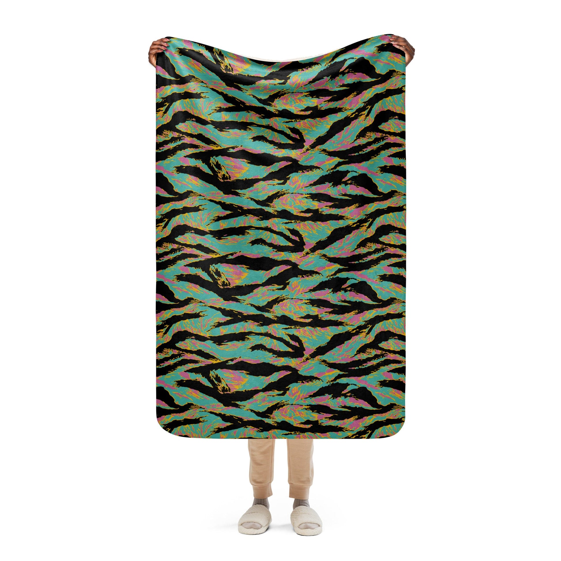 American Tiger Stripe Miami Sunset CAMO Sherpa blanket - 37″×57″ - Blankets