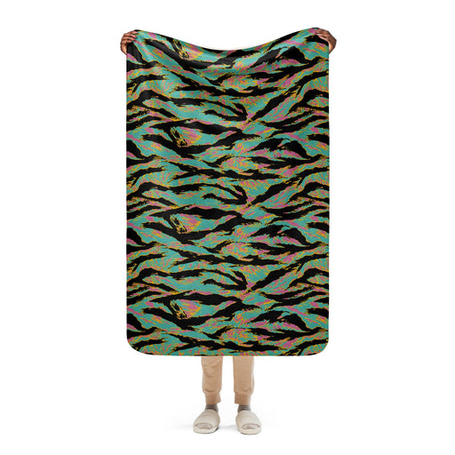 Tiger Stripe Miami Sunset CAMO Sherpa Blanket - 37″×57″