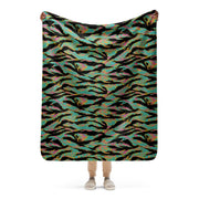 Tiger Stripe Miami Sunset CAMO Sherpa Blanket - 50″×60″