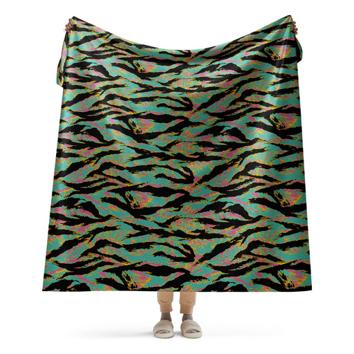 Tiger Stripe Miami Sunset CAMO Sherpa Blanket - 60″×80″