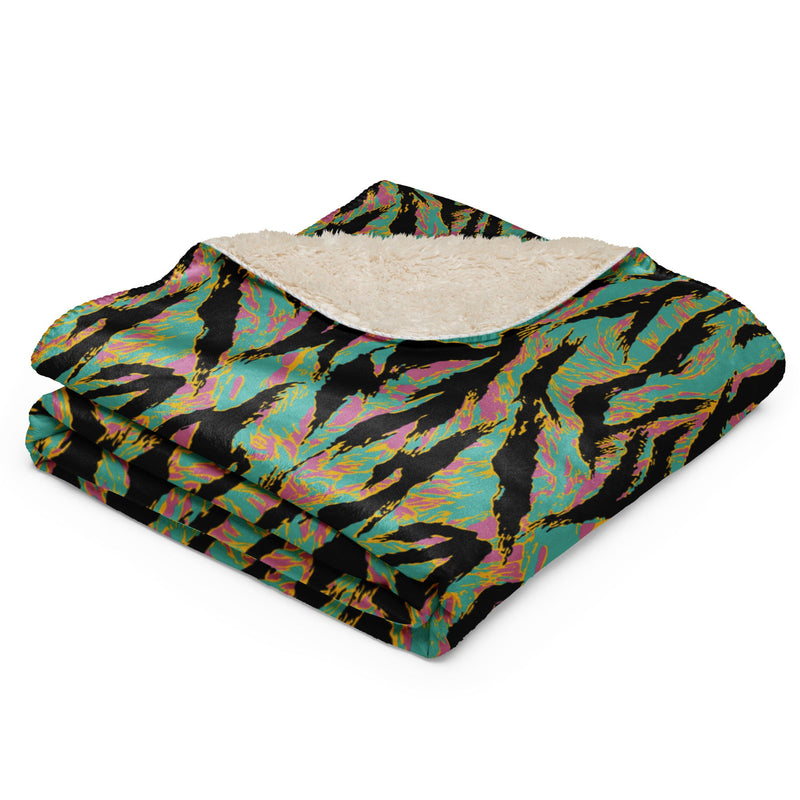 Tiger Stripe Miami Sunset CAMO Sherpa Blanket