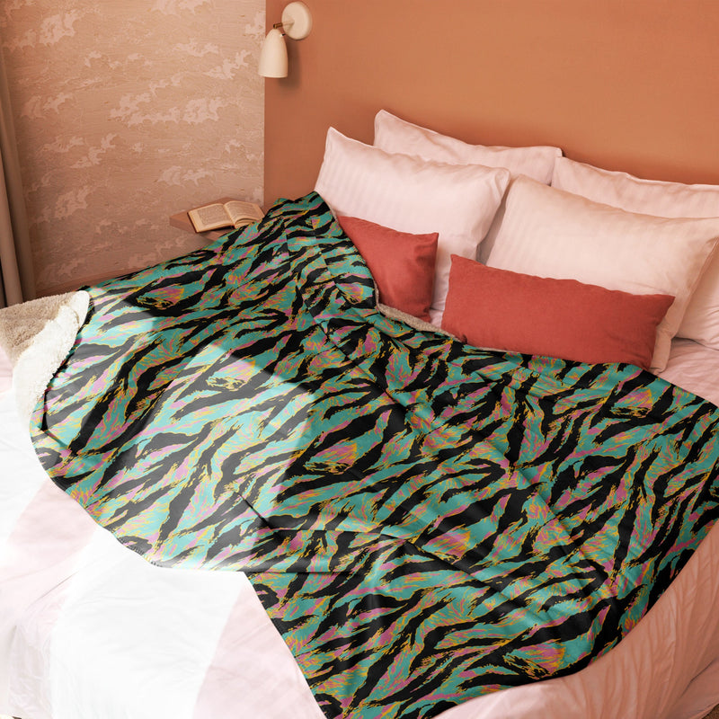 Tiger Stripe Miami Sunset CAMO Sherpa Blanket