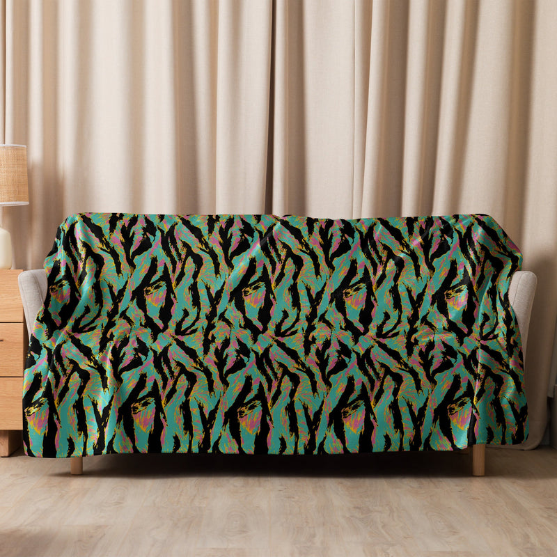 Tiger Stripe Miami Sunset CAMO Sherpa Blanket