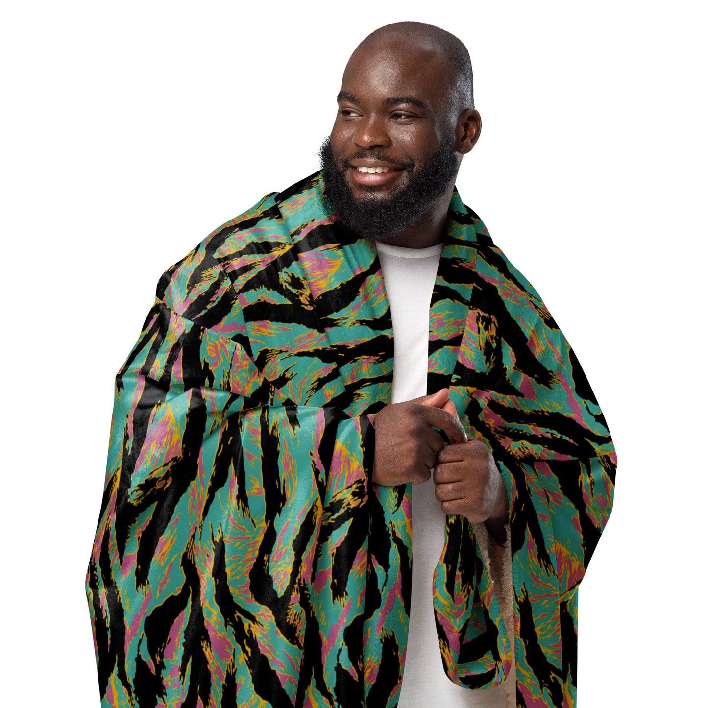 American Tiger Stripe Miami Sunset CAMO Sherpa blanket - Blankets