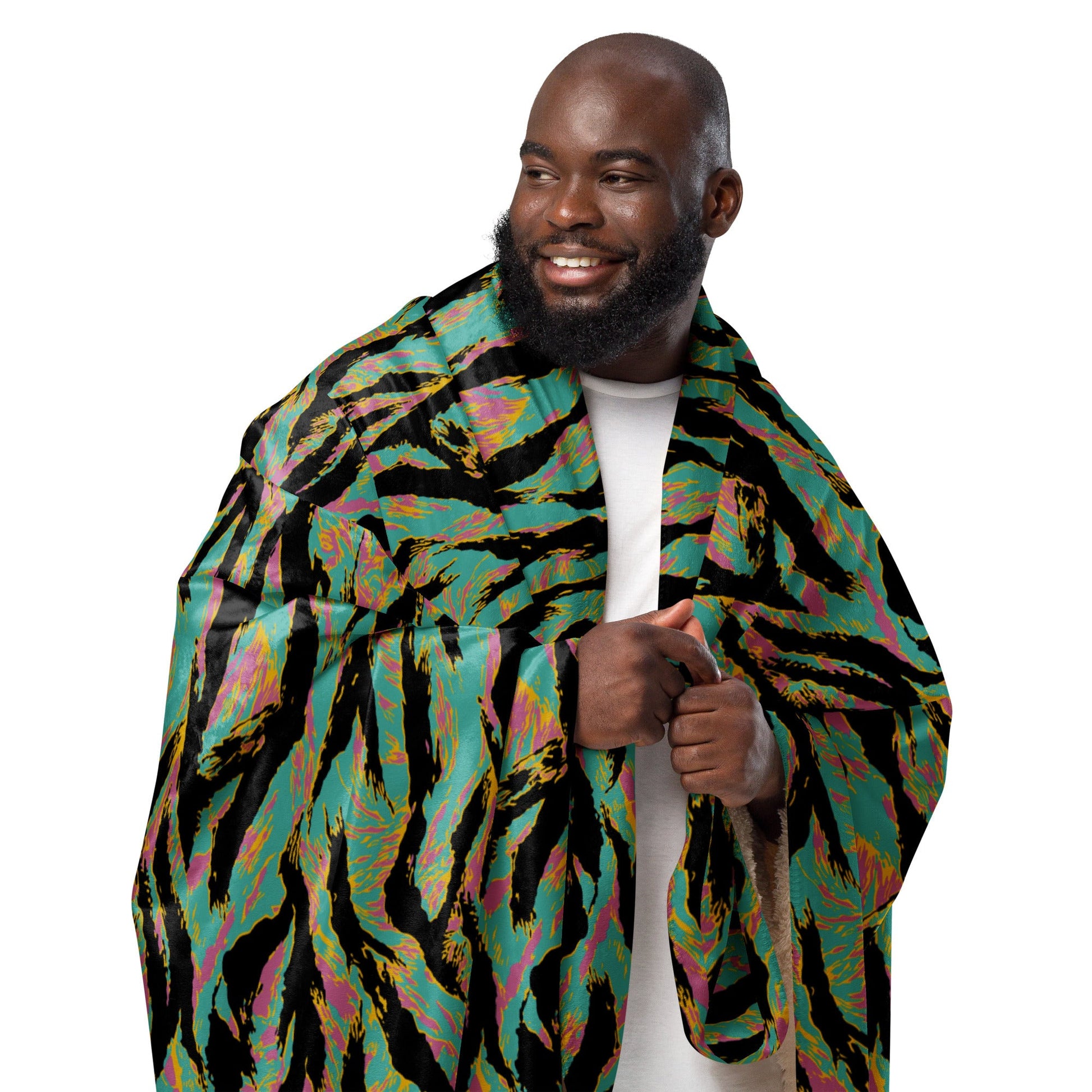 American Tiger Stripe Miami Sunset CAMO Sherpa blanket - Blankets