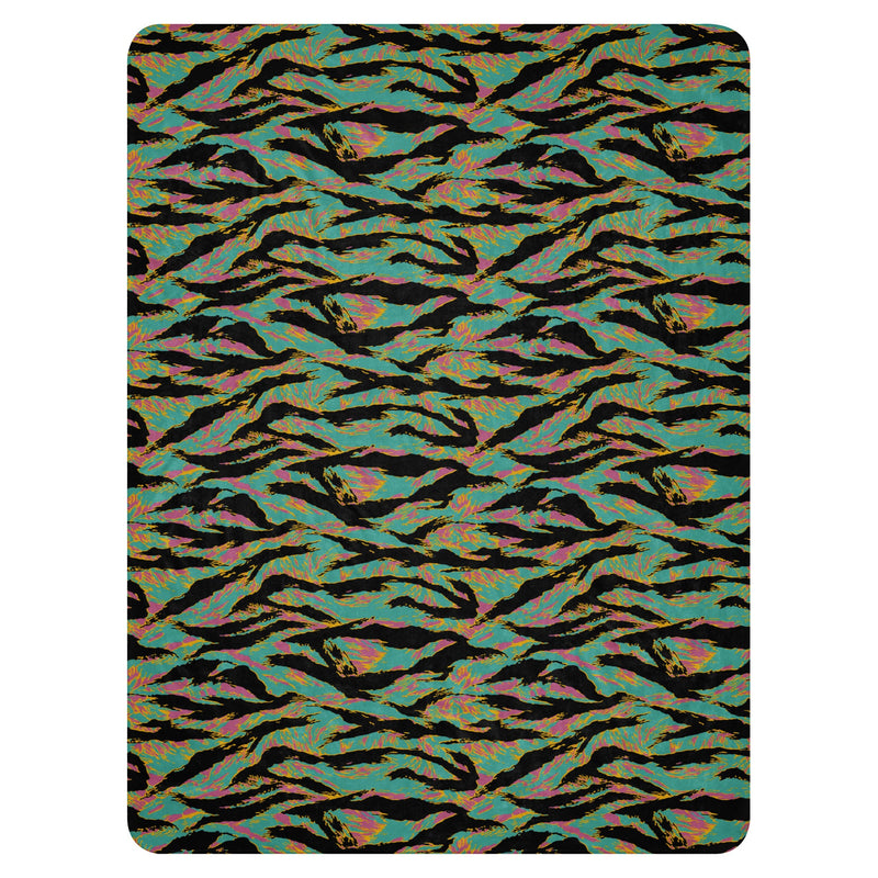 Tiger Stripe Miami Sunset CAMO Sherpa Blanket