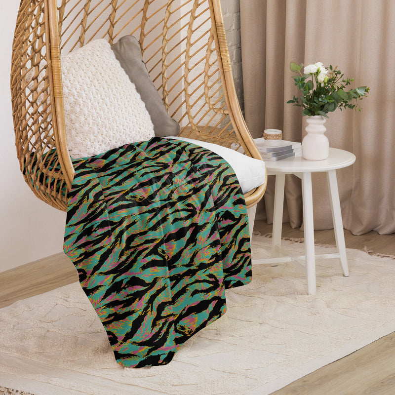 Tiger Stripe Miami Sunset CAMO Sherpa Blanket