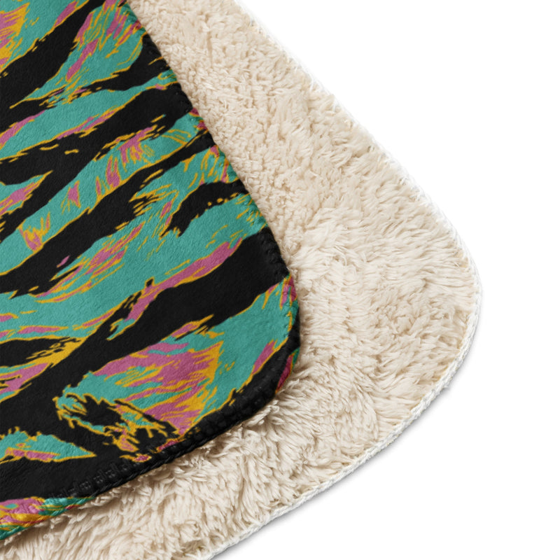 Tiger Stripe Miami Sunset CAMO Sherpa Blanket
