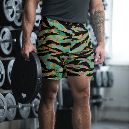 American Tiger Stripe Miami Sunset CAMO Unisex Athletic Long Shorts - 2XS