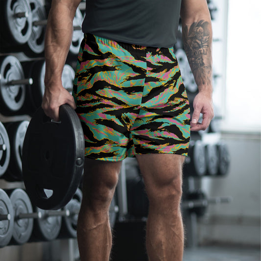 American Tiger Stripe Miami Sunset CAMO Unisex Athletic Long Shorts - 2XS