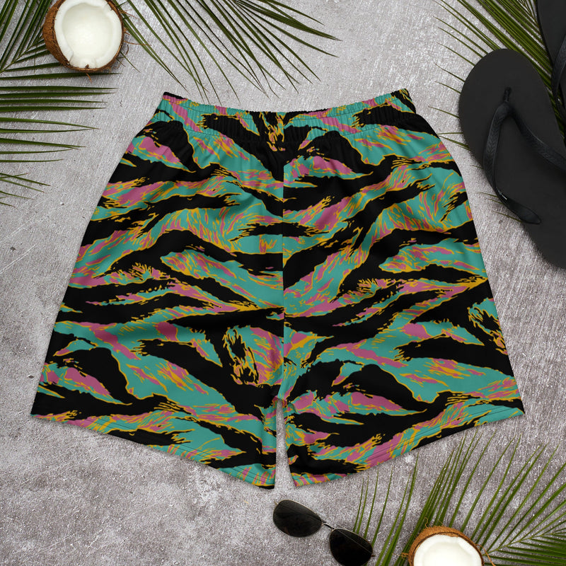 Tiger Stripe Miami Sunset CAMO Unisex Athletic Long Shorts