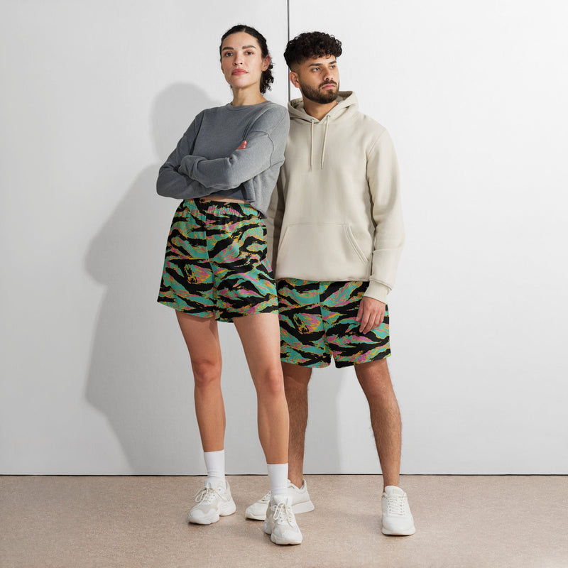 Tiger Stripe Miami Sunset CAMO Unisex Athletic Long Shorts