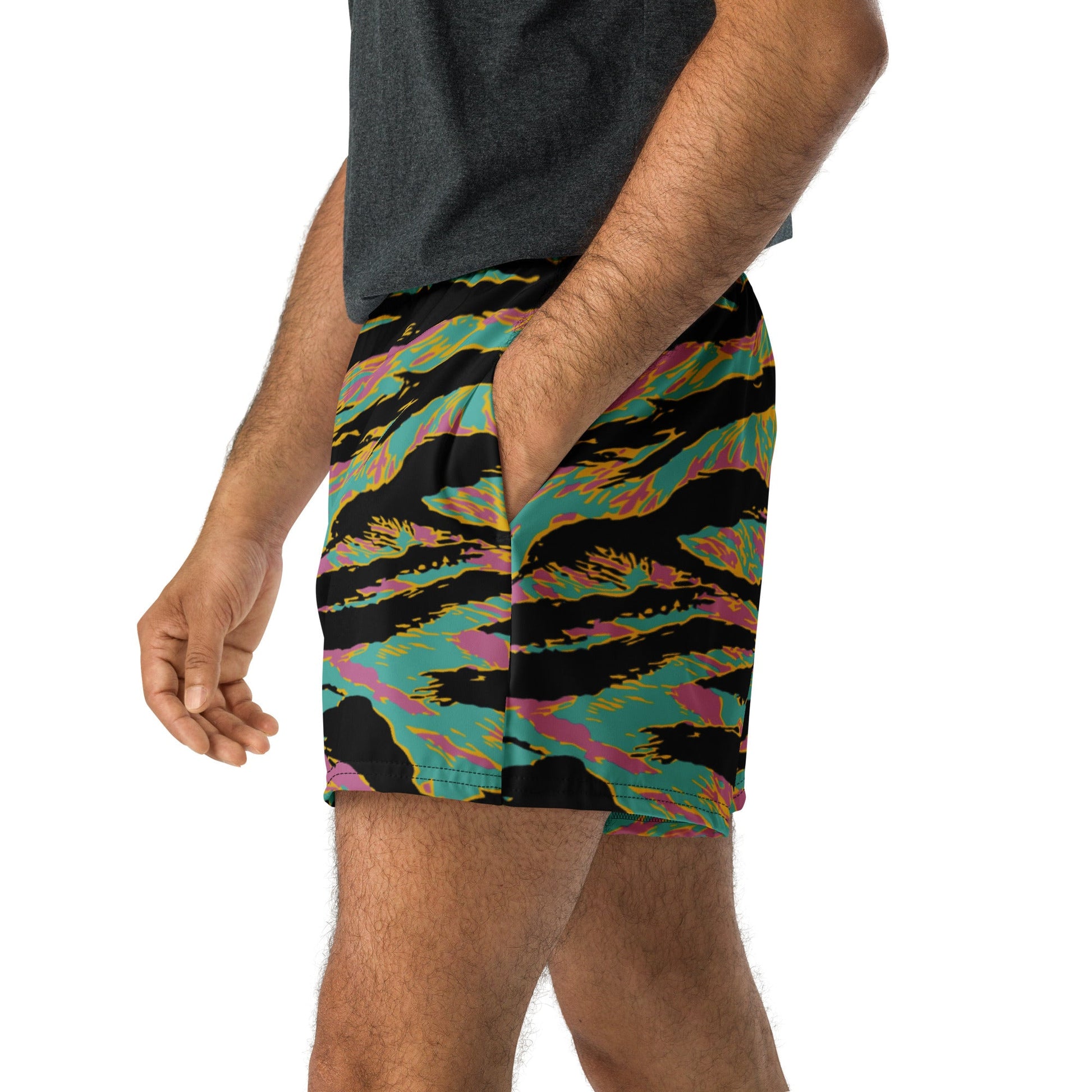 American Tiger Stripe Miami Sunset CAMO Unisex Athletic Shorts - XS
