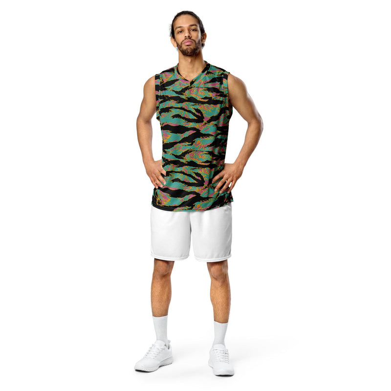 Tiger Stripe Miami Sunset CAMO Unisex Basketball Jersey