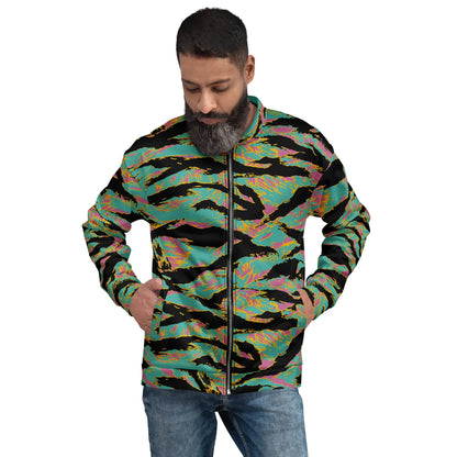 American Tiger Stripe Miami Sunset CAMO Unisex Bomber Jacket - XS - Jackets