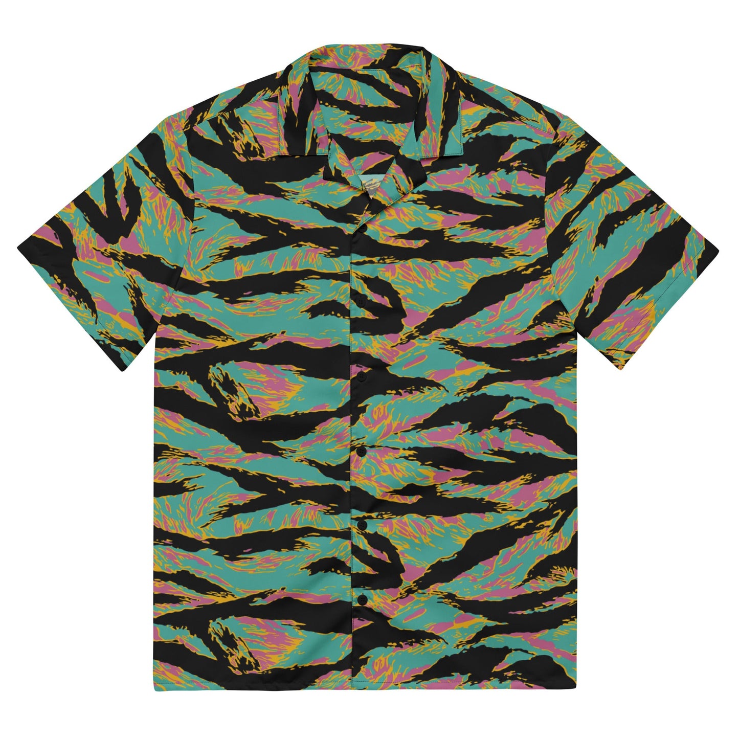 American Tiger Stripe Miami Sunset CAMO Unisex button shirt - 2XS - Button Shirts