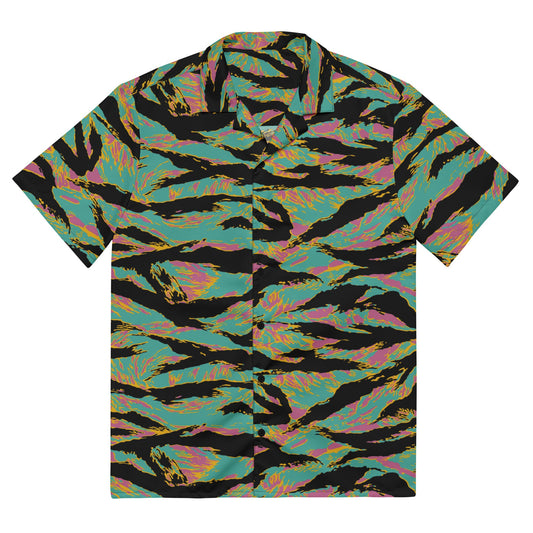 American Tiger Stripe Miami Sunset CAMO Unisex button shirt - 2XS - Button Shirts