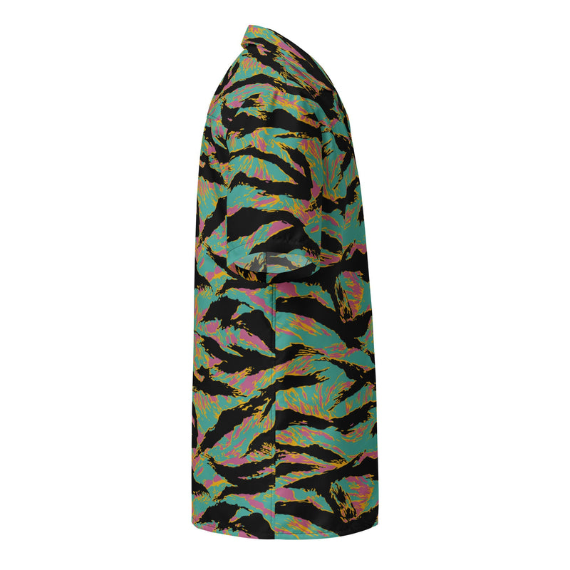Tiger Stripe Miami Sunset CAMO Unisex Short-Sleeve Button Shirt