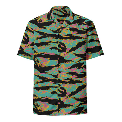 American Tiger Stripe Miami Sunset CAMO Unisex button shirt - Button Shirts
