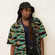 Tiger Stripe Miami Sunset CAMO Unisex Short-Sleeve Button Shirt