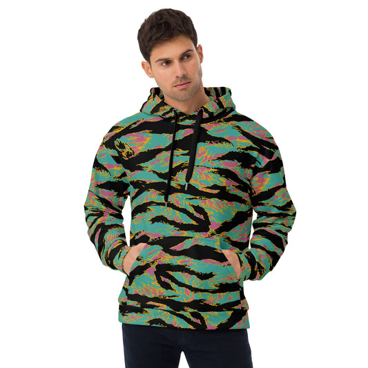 American Tiger Stripe Miami Sunset CAMO Unisex Hoodie - 2XS - Hoodies
