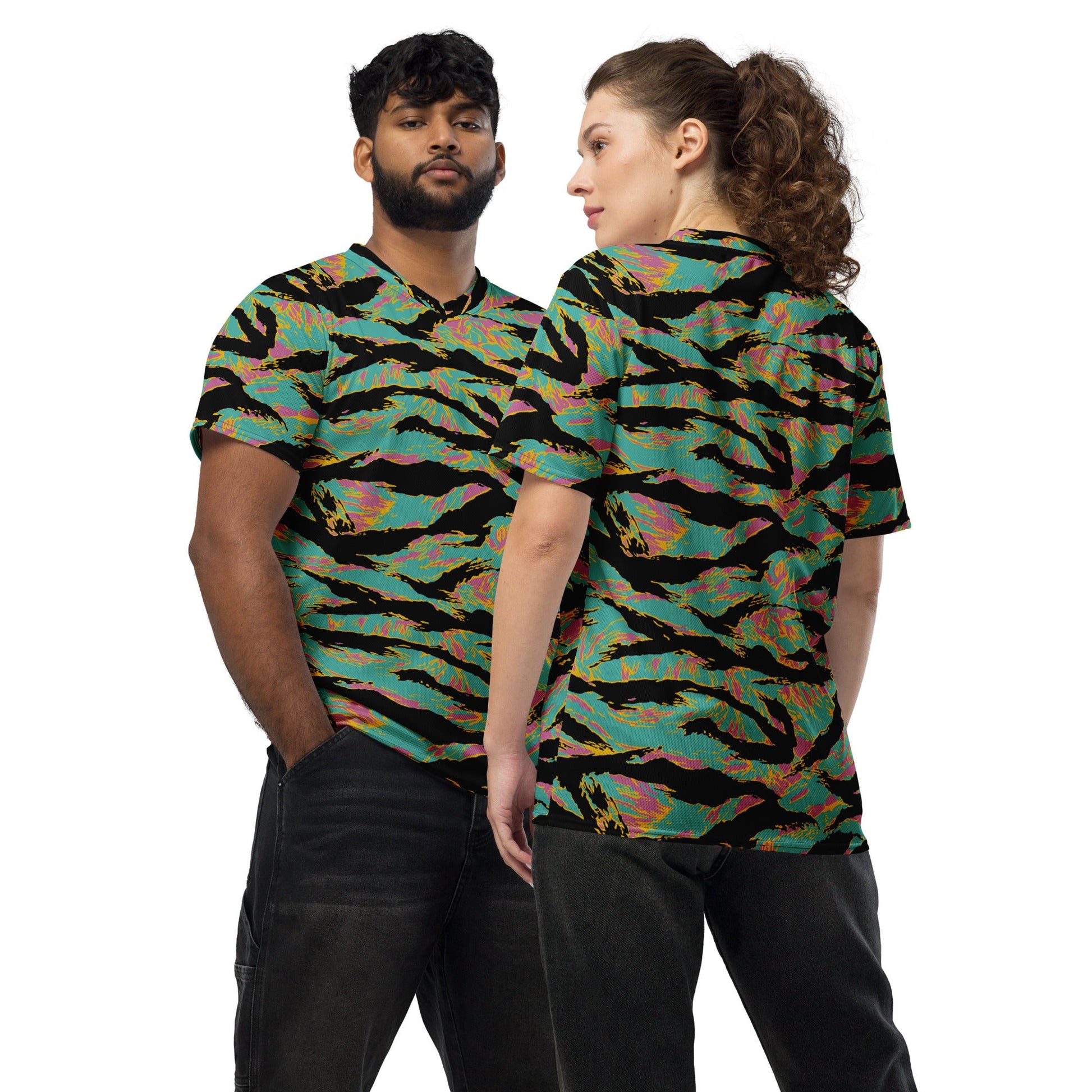 American Tiger Stripe Miami Sunset CAMO unisex sports jersey - 2XS - Sports Jerseys
