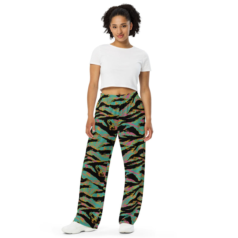 Tiger Stripe Miami Sunset CAMO Unisex Wide-Leg Leisure Pants