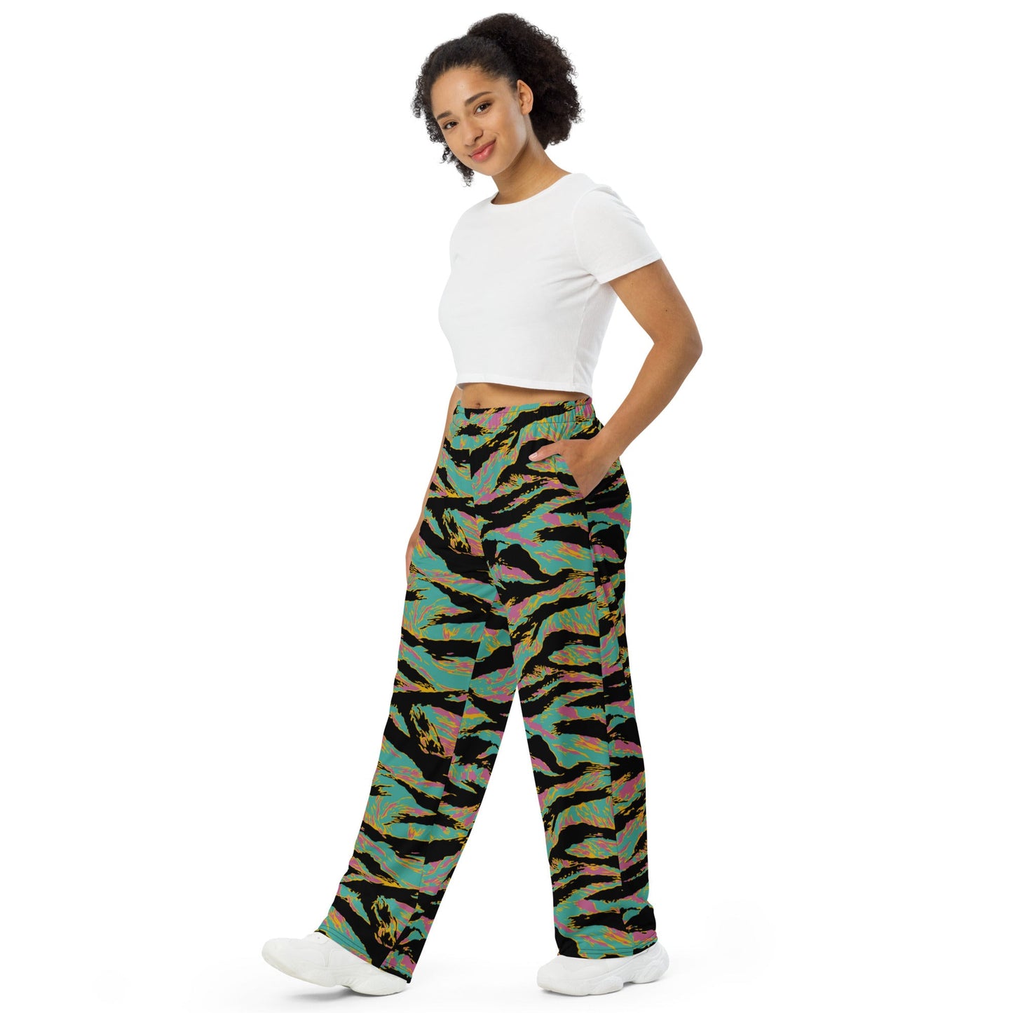 American Tiger Stripe Miami Sunset CAMO unisex wide-leg pants - Wide-leg Pants