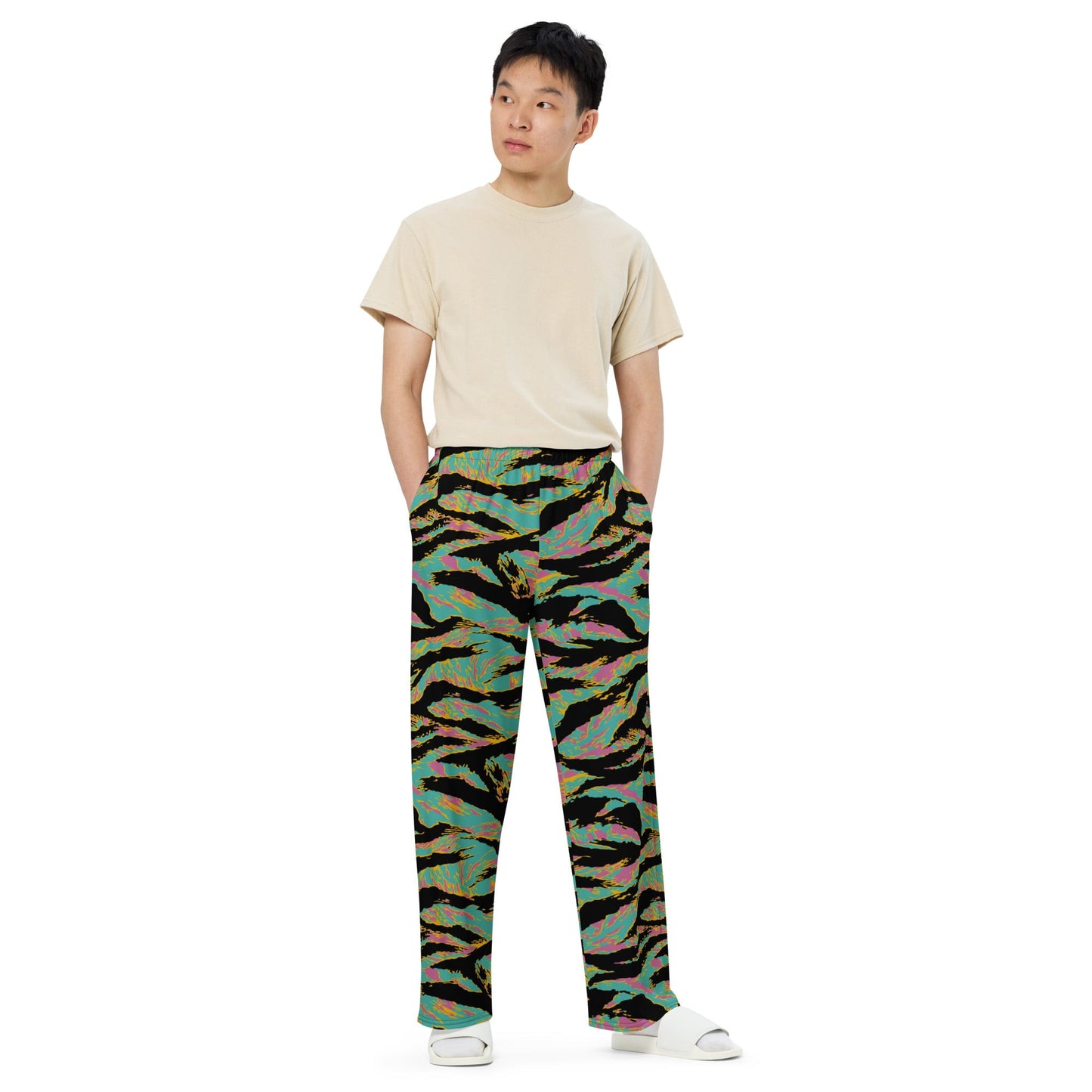 American Tiger Stripe Miami Sunset CAMO unisex wide-leg pants - Wide-leg Pants