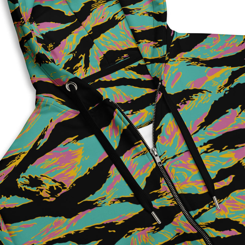 Tiger Stripe Miami Sunset CAMO Unisex Zip Hoodie