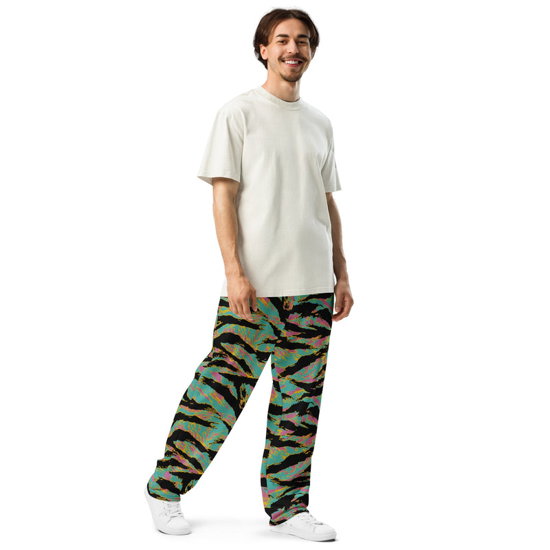 Tiger Stripe Miami Sunset CAMO Unisex Wide-Leg Joggers
