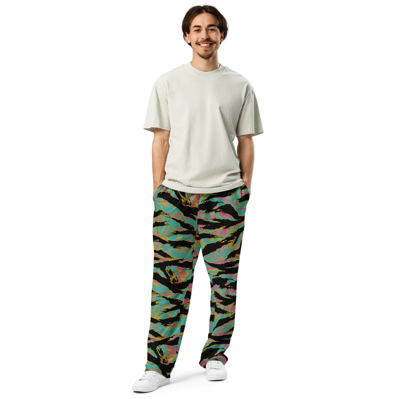 Tiger Stripe Miami Sunset CAMO Unisex Wide-Leg Joggers
