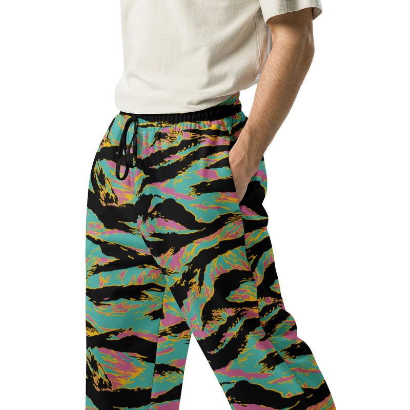 Tiger Stripe Miami Sunset CAMO Unisex Wide-Leg Joggers