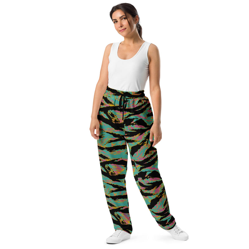 Tiger Stripe Miami Sunset CAMO Unisex Wide-Leg Joggers