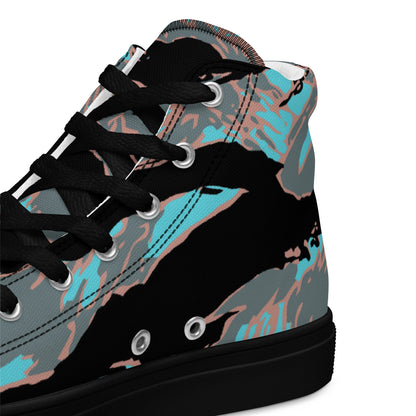American Tiger Stripe Miami Urban CAMO Mens high top canvas shoes - High Top Canvas Shoes