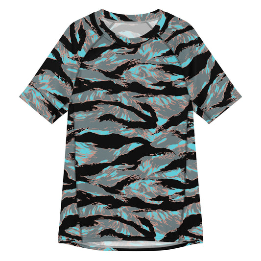 American Tiger Stripe Miami Urban CAMO Mens Short-Sleeve Rash Guard - 2XS - Short-sleeve Guards