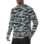 Tiger Stripe Miami Urban CAMO Mens Sunscreen Sports Hoodie With Thumb Holes