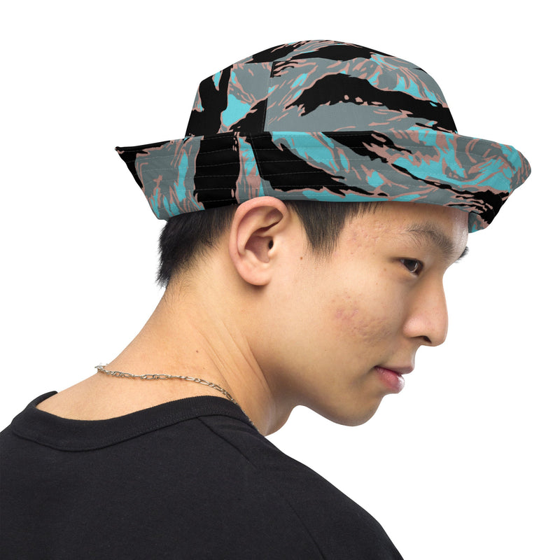 Tiger Stripe Miami Urban CAMO Reversible Bucket Hat - Head