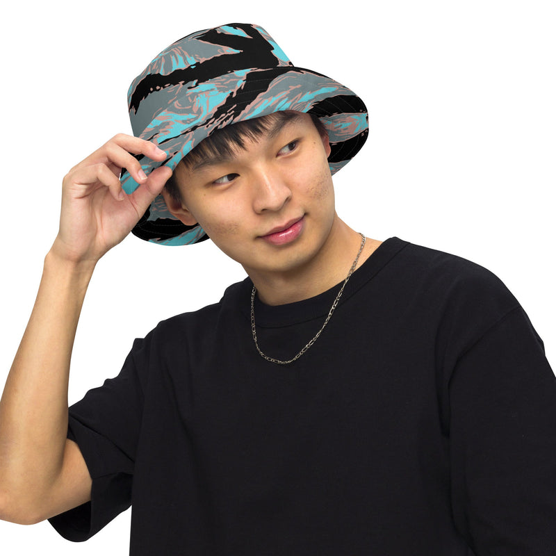Tiger Stripe Miami Urban CAMO Reversible Bucket Hat - Head