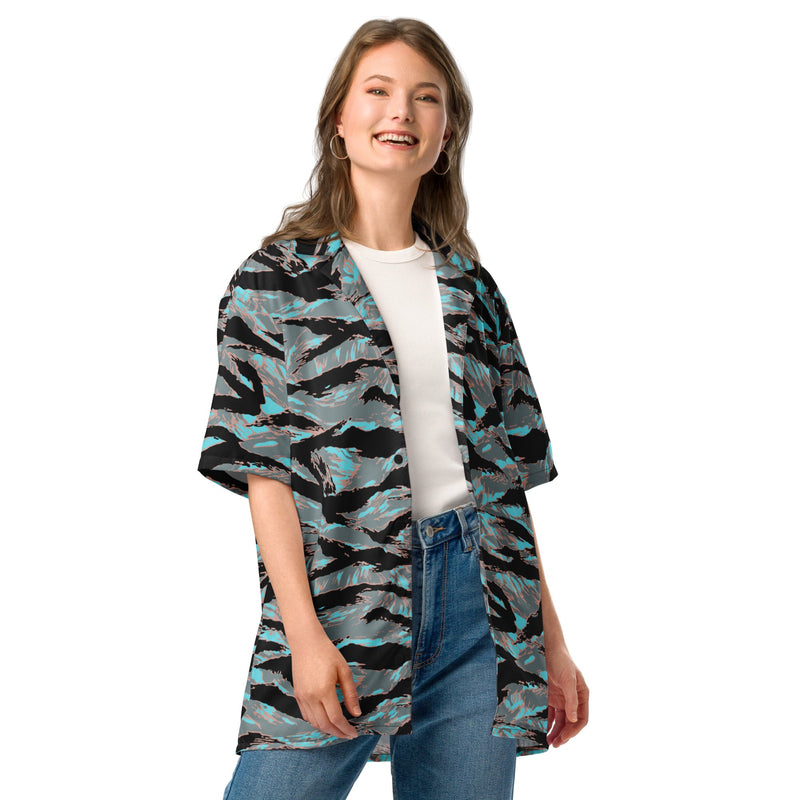 Tiger Stripe Miami Urban CAMO Unisex Short-Sleeve Button Shirt - Button-Up