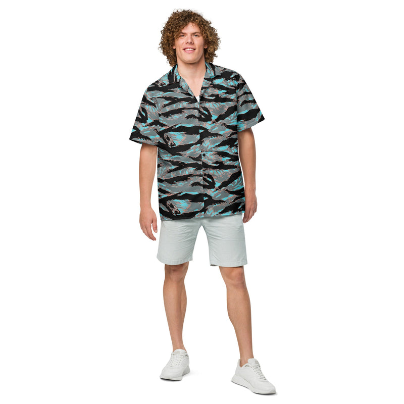 Tiger Stripe Miami Urban CAMO Unisex Short-Sleeve Button Shirt - Button-Up