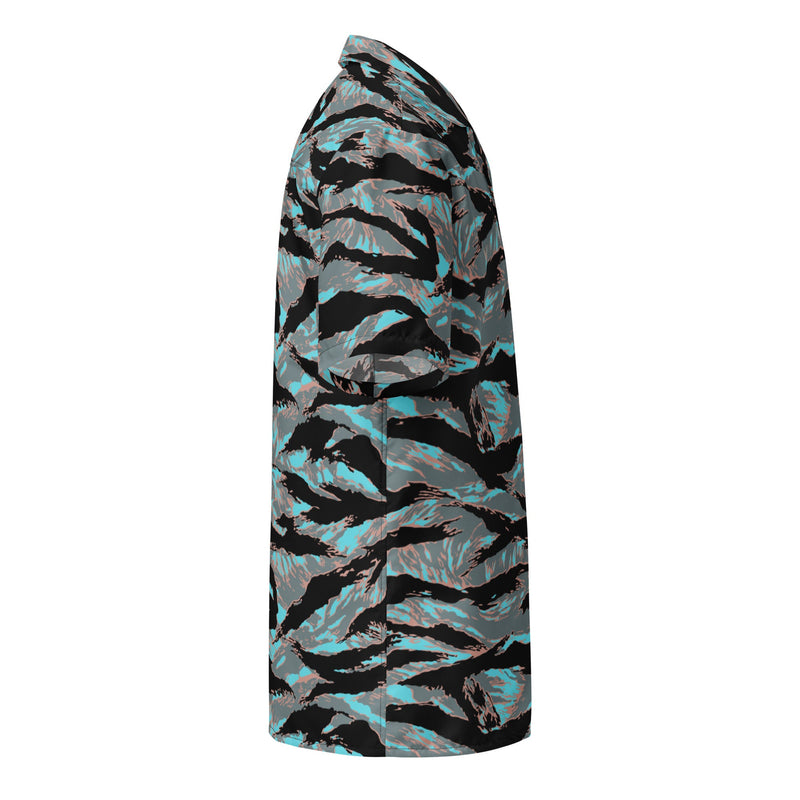 Tiger Stripe Miami Urban CAMO Unisex Short-Sleeve Button Shirt - Button-Up