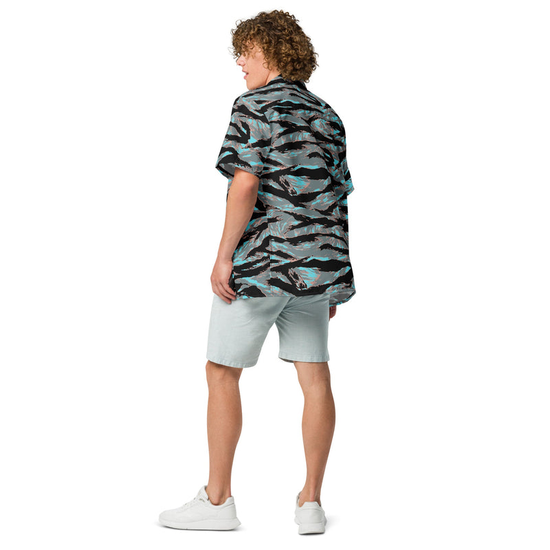 Tiger Stripe Miami Urban CAMO Unisex Short-Sleeve Button Shirt - Button-Up