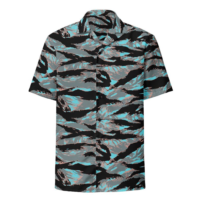 Tiger Stripe Miami Urban CAMO Unisex Short-Sleeve Button Shirt - Button-Up