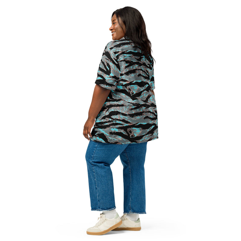 Tiger Stripe Miami Urban CAMO Unisex Short-Sleeve Button Shirt - Button-Up