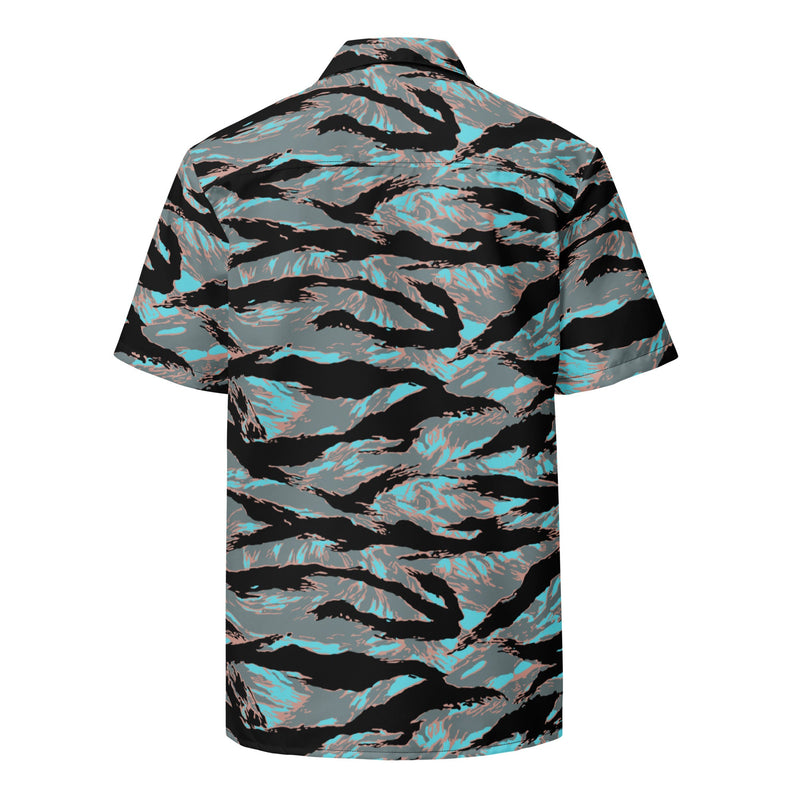 Tiger Stripe Miami Urban CAMO Unisex Short-Sleeve Button Shirt - Button-Up
