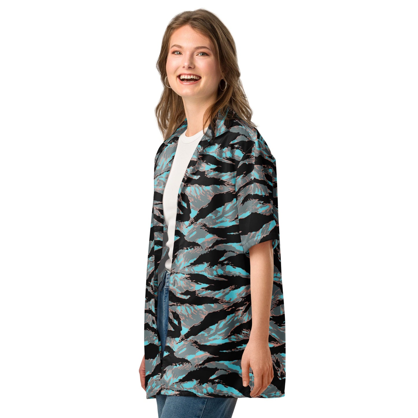 American Tiger Stripe Miami Urban CAMO Unisex button shirt - Button Shirts