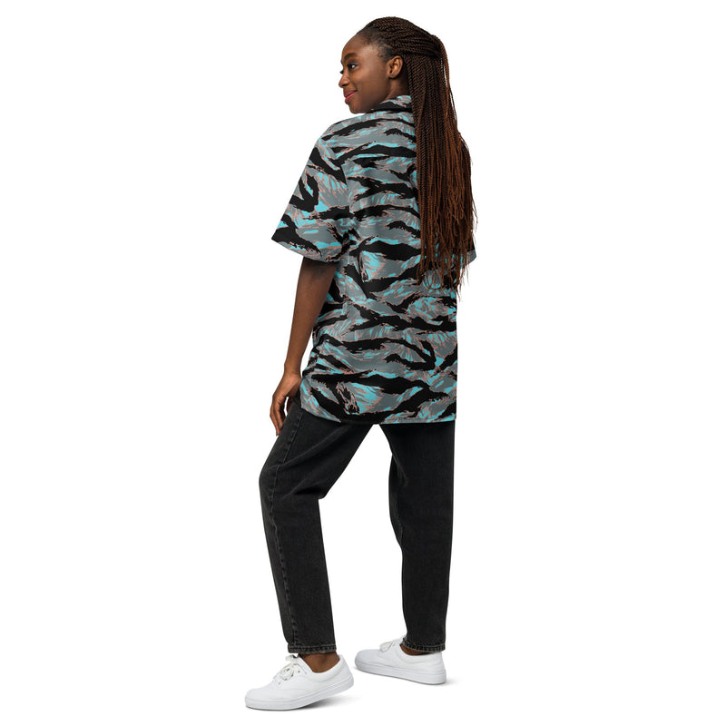 Tiger Stripe Miami Urban CAMO Unisex Short-Sleeve Button Shirt - Button-Up