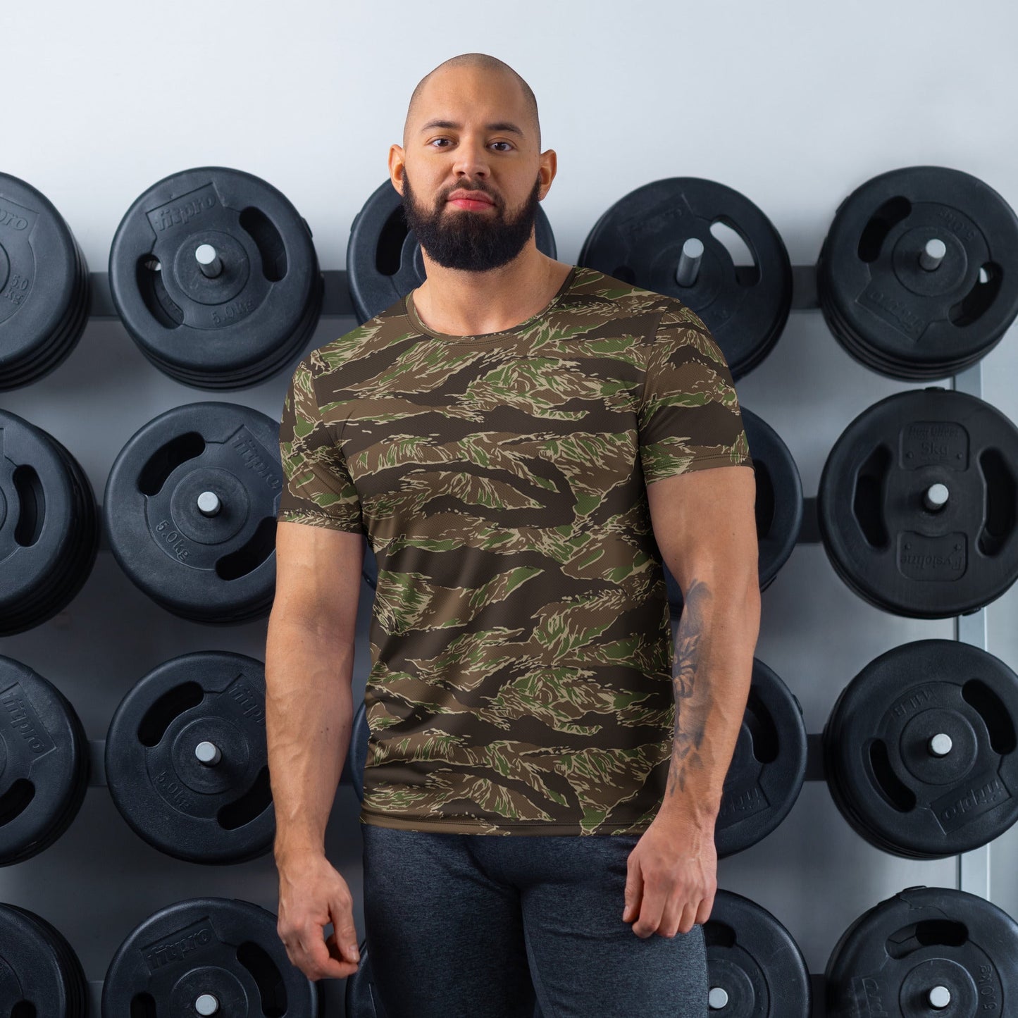 American Tiger Stripe Multi-terrain CAMO Mens athletic t-shirt - XS - Athletic T-Shirts